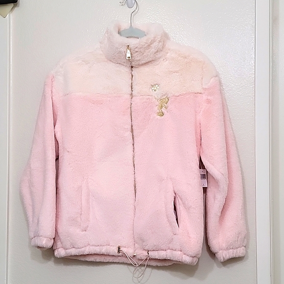 NWT Disney Parks Pink Minnie Fluffy Sherpa Jacket - Picture 1 of 9